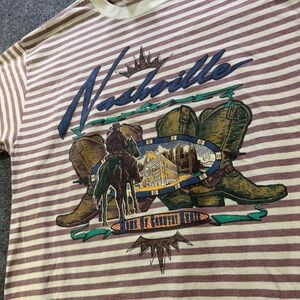 Vintage Nashville T Shirt Premier Sportswear Striped Country Music USA Made L